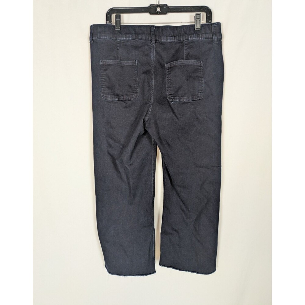 Denim & Co Jeans 16 Women's Blue Dark Wash Straight Leg Raw Hem Pull On Cozy - Picture 4 of 8